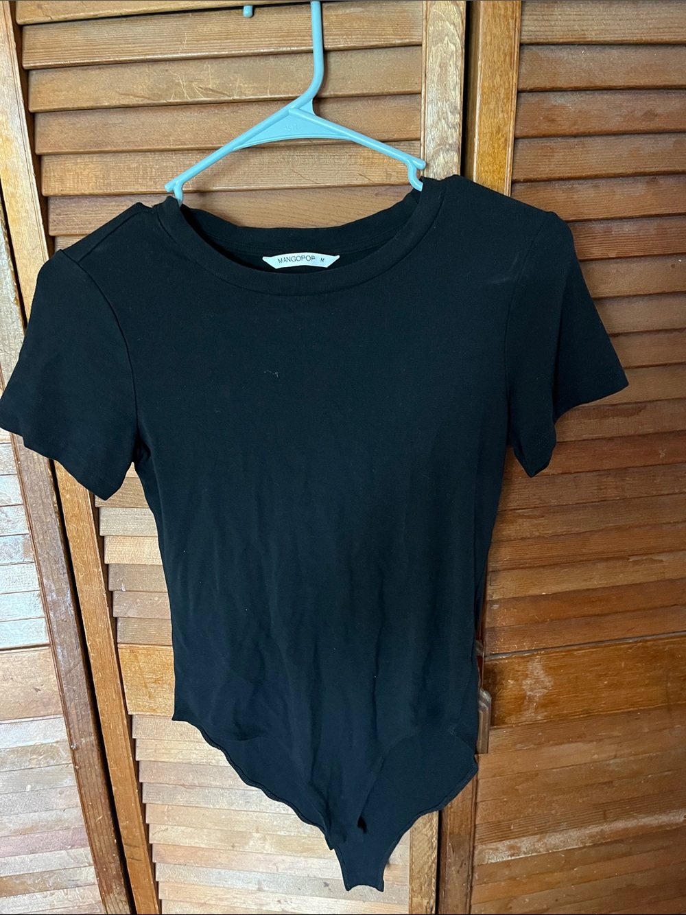 Mango Black Short-Sleeve Crew Neck Bodysuit